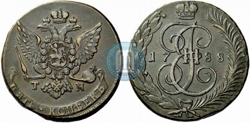 Фото 5 копеек 1788 года ТМ 