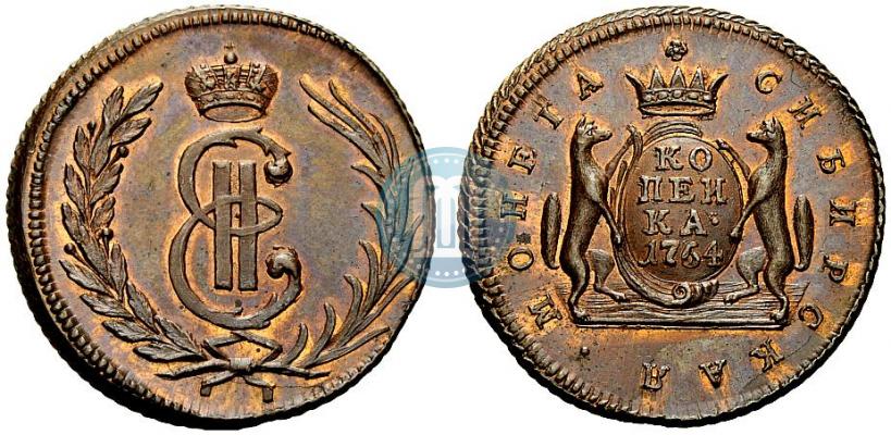 Picture 1 kopeck 1764 year  