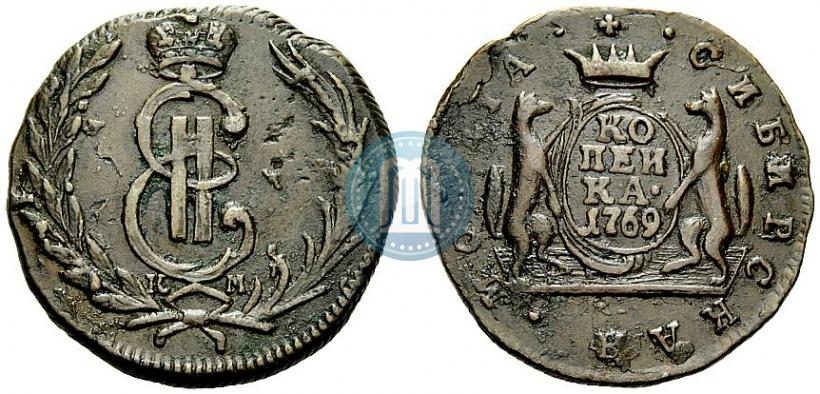 Picture 1 kopeck 1769 year КМ 