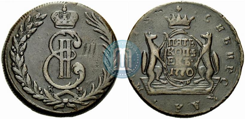 Фото 5 копеек 1770 года КМ 