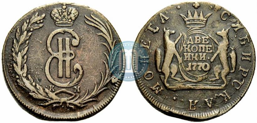 Фото 2 копейки 1770 года КМ 