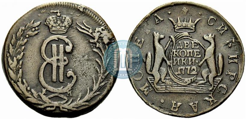 Фото 2 копейки 1772 года КМ 