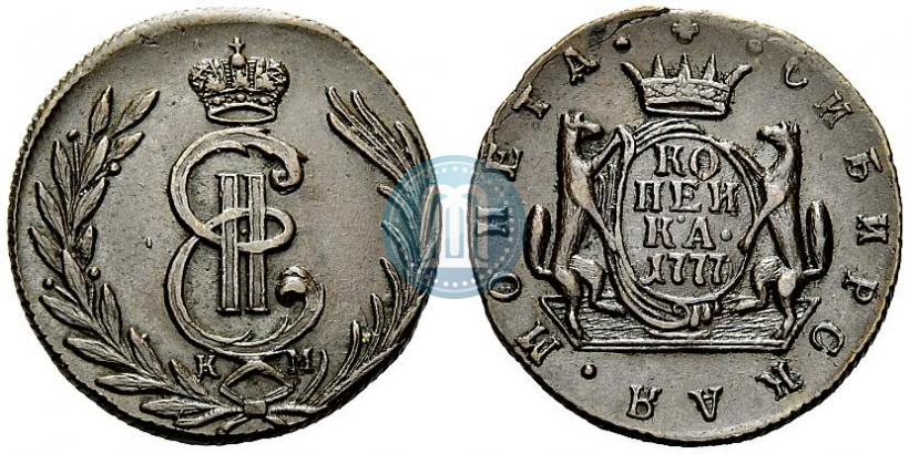 Фото 1 копейка 1777 года КМ 