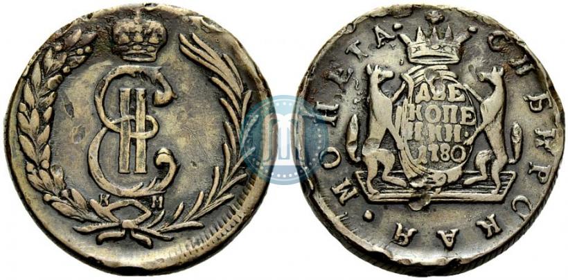 Picture 2 kopecks 1780 year КМ 