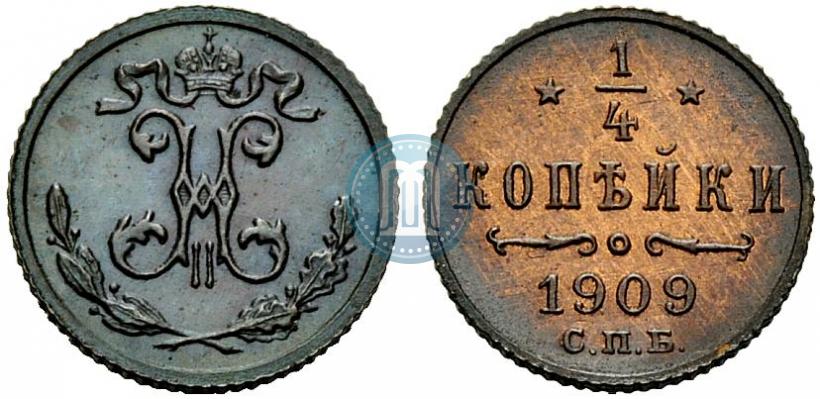 Picture 1/4 kopeck 1909 year СПБ 