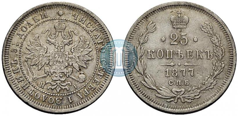 Фото 25 копеек 1877 года СПБ-НІ 