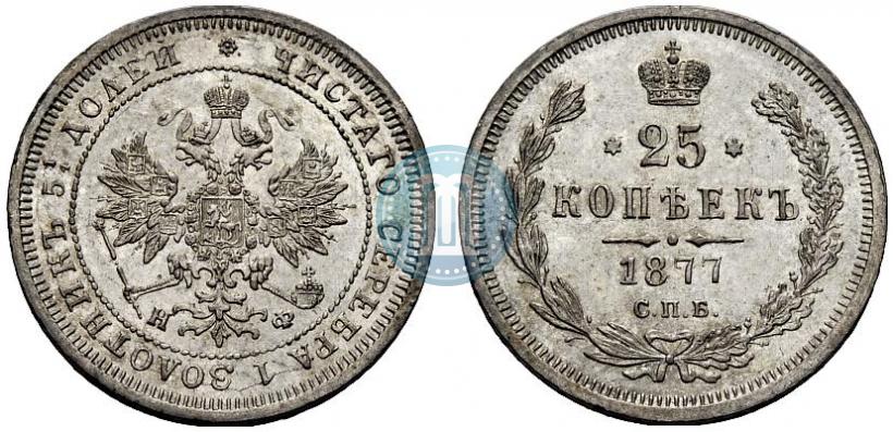 Фото 25 копеек 1877 года СПБ-НФ 
