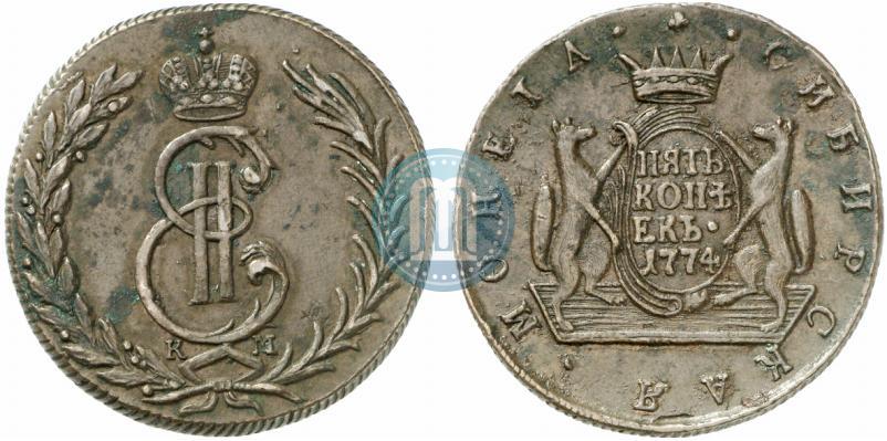 Фото 5 копеек 1774 года КМ 