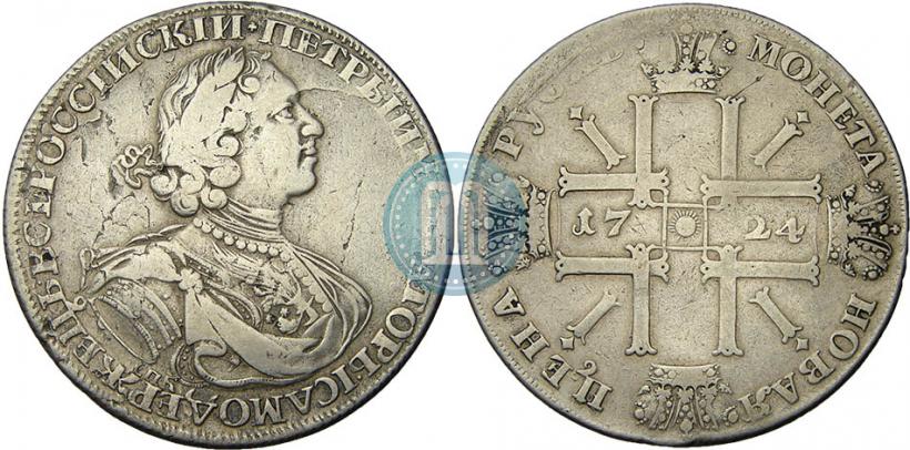 Picture 1 rouble 1724 year СПБ "Sun rouble, portrait in armour"