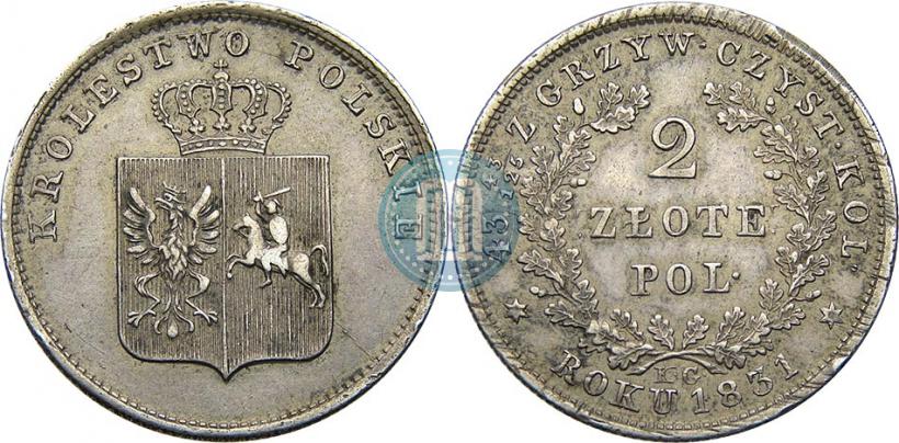 Picture 2 złote 1831 year KG "Polish uprising"