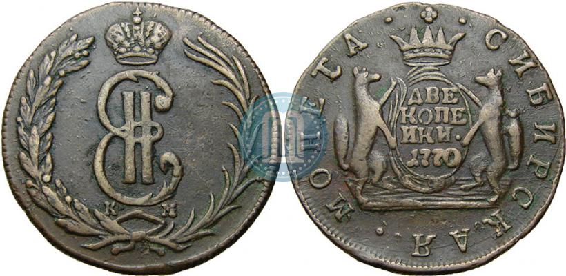 Picture 2 kopecks 1770 year КМ 