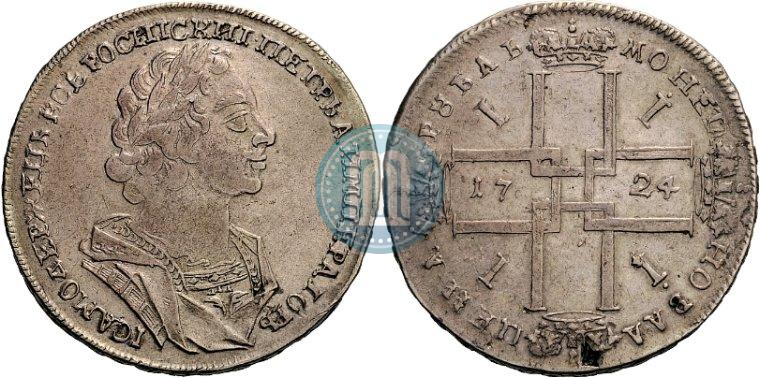 Фото 1 рубль 1724 года  "Портрет в античных доспехах"