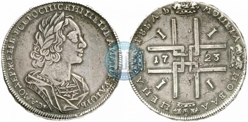 Фото 1 рубль 1723 года  "Портрет в античных доспехах"