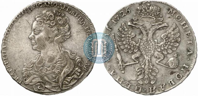 Фото 1 рубль 1726 года  "Московский тип, портрет влево"