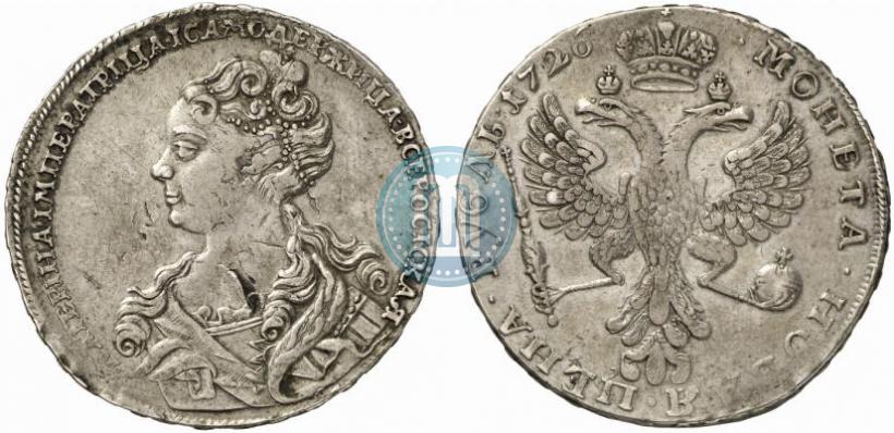 Picture 1 rouble 1726 year  "Moscow type, portrait turned to the left"