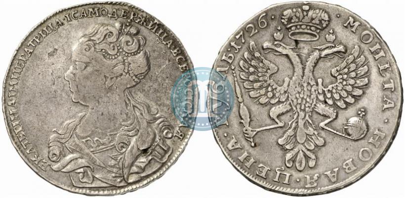 Фото 1 рубль 1726 года  "Московский тип, портрет влево"