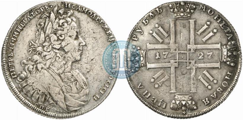 Фото 1 рубль 1727 года СПБ "Петербургский тип"