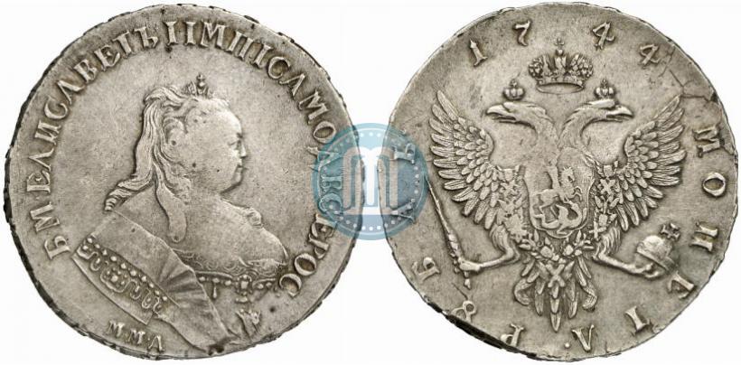 Фото 1 рубль 1744 года ММД 
