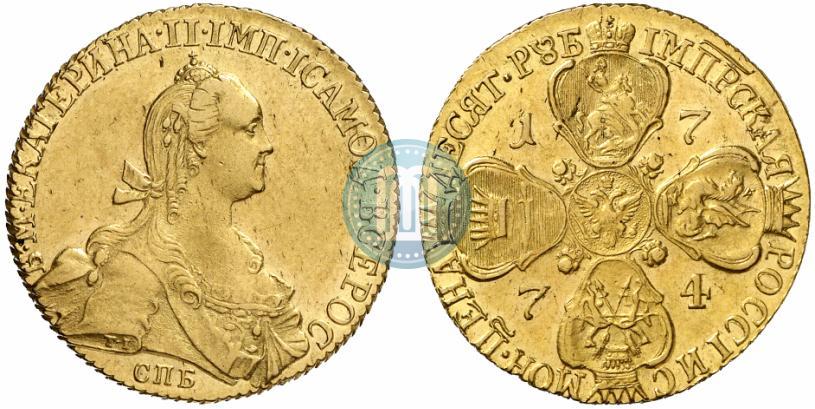 Фото 10 рублей 1774 года СПБ 