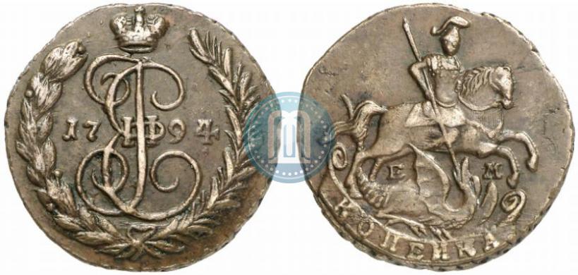 Picture 1 kopeck 1794 year ЕМ 