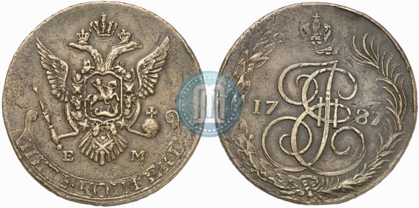 Фото 5 копеек 1787 года ЕМ 