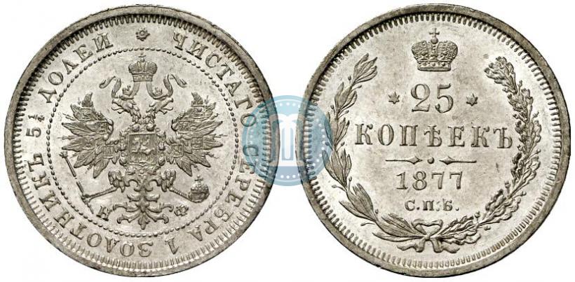 Фото 25 копеек 1877 года СПБ-НФ 