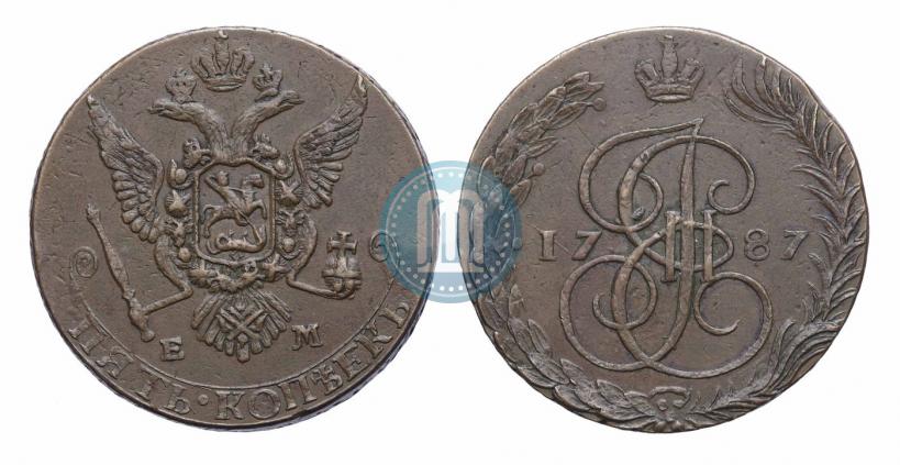 Фото 5 копеек 1787 года ЕМ 