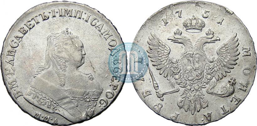 Фото 1 рубль 1751 года ММД 