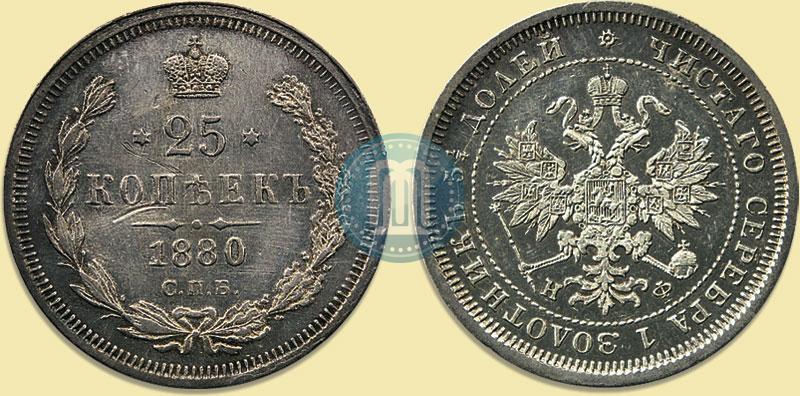 Фото 25 копеек 1880 года СПБ-НФ 