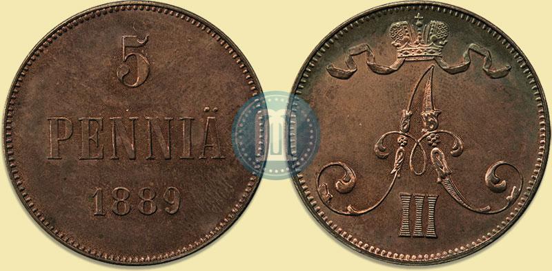 Фото 5 пенни 1889 года  