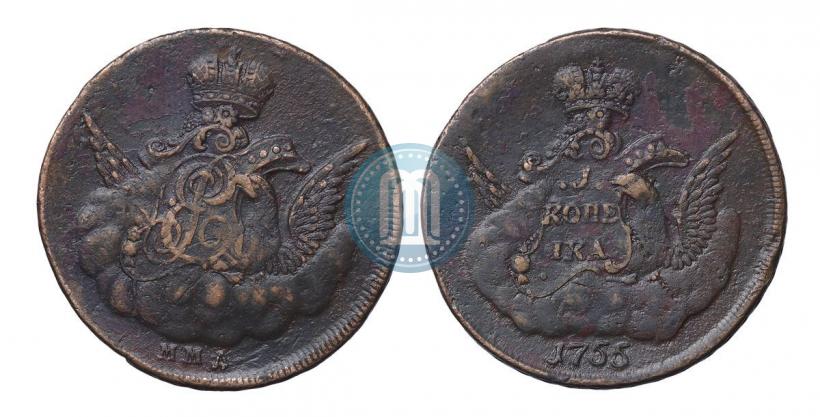 Picture 1 kopeck 1755 year ММД 
