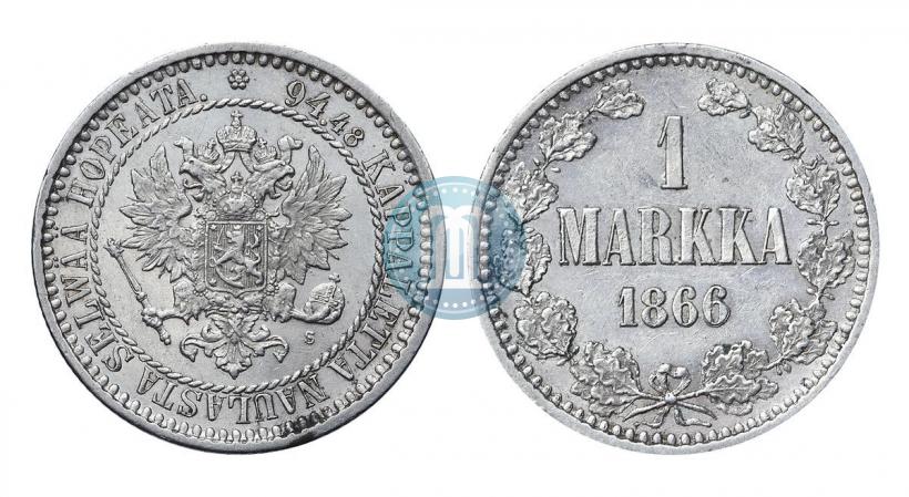 Picture 1 markka 1866 year S 