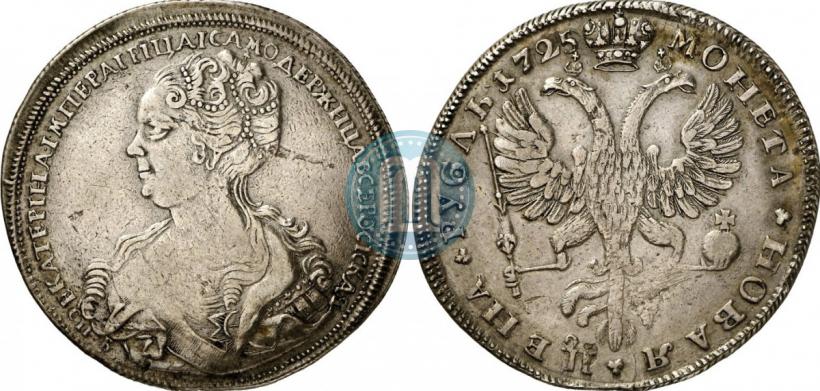 Picture 1 rouble 1725 year СПБ "Petersburg type, portrait turned to the left"