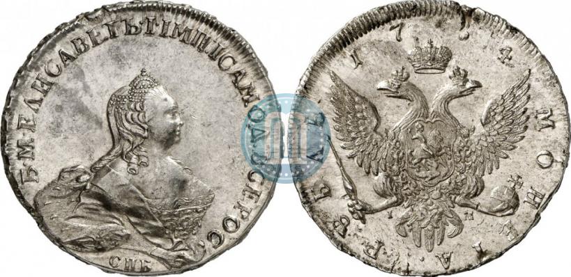 Picture 1 rouble 1754 year СПБ-IМ "Portrait by Benjamin Scott"