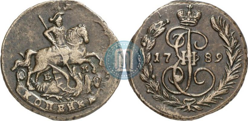 Picture 1 kopeck 1789 year ЕМ 