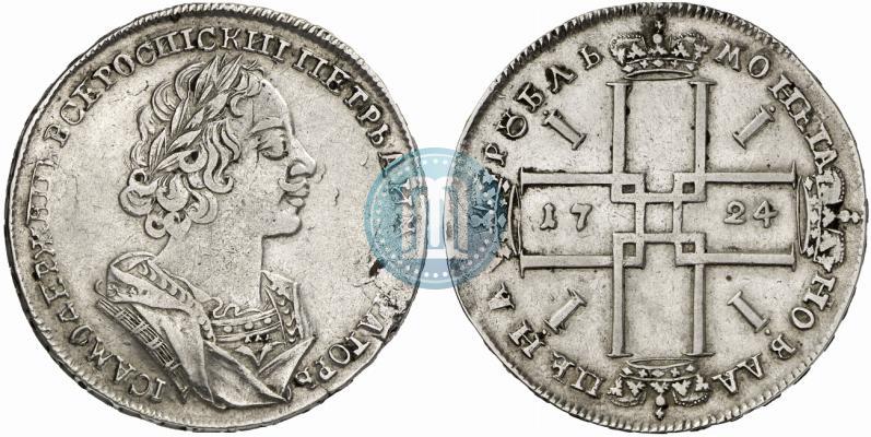 Фото 1 рубль 1724 года  "Портрет в античных доспехах"