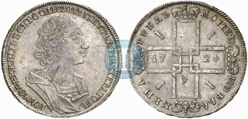 Фото 1 рубль 1724 года  "Портрет в античных доспехах"