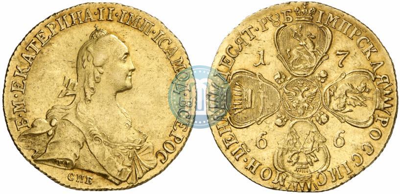 Picture 10 roubles 1766 year СПБ 