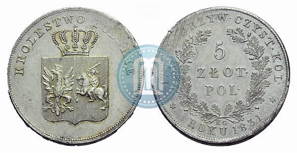 Picture 5 złotych 1831 year KG "Polish uprising"