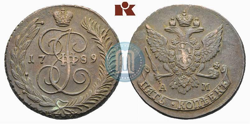 Фото 5 копеек 1789 года АМ 