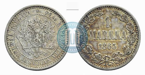 Picture 1 markka 1865 year S 