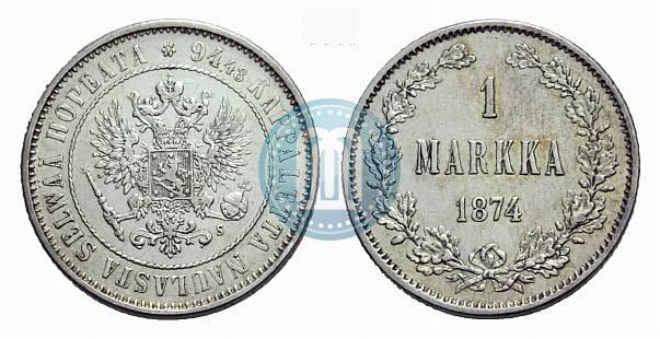 Picture 1 markka 1874 year S 
