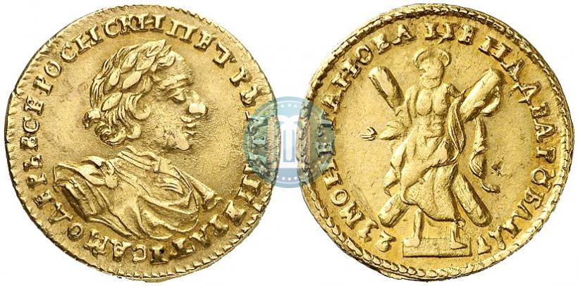 Picture 2 roubles 1723 year  "Portrait in armour"