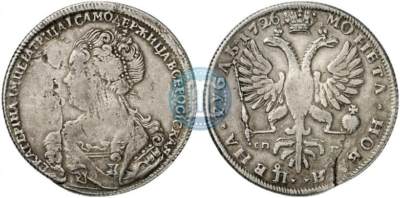 Picture 1 rouble 1726 year СПБ "Petersburg type, portrait turned to the left"