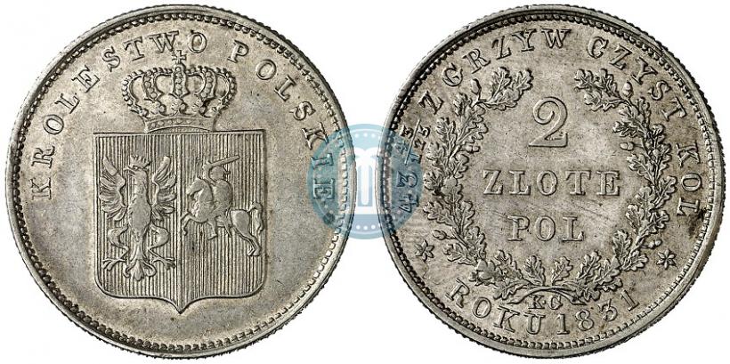 Picture 2 złote 1831 year KG "Polish uprising"