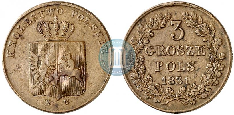 Фото 3 гроша 1831 года KG "Польское восстание"