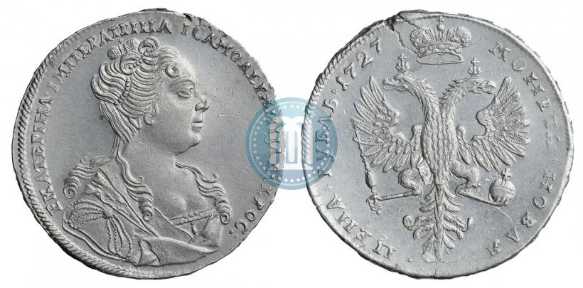 Picture 1 rouble 1727 year  "Moscow type, portrait turned to the right"