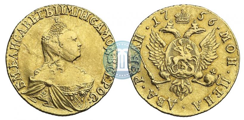 Фото 2 рубля 1756 года  