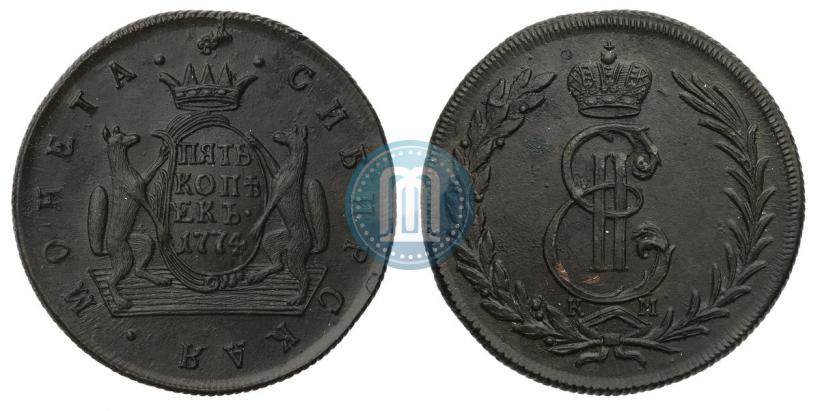 Фото 5 копеек 1774 года КМ 