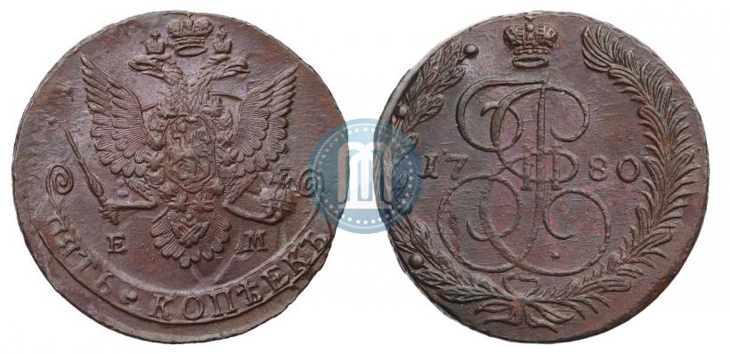 Picture 5 kopecks 1780 year ЕМ 